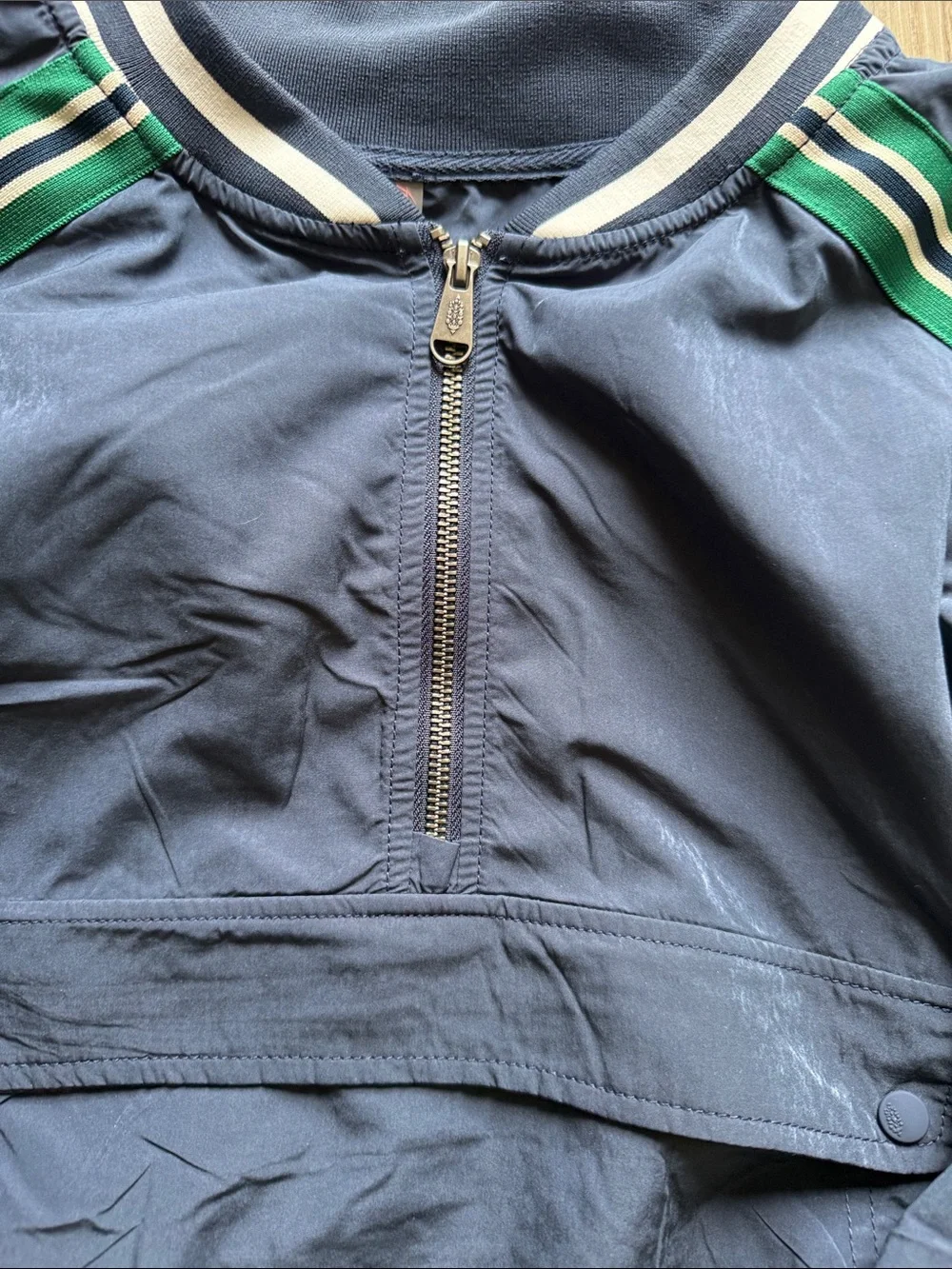 Free People Navy Blue Two-Piece Track Pants & Pullover Set with Green Stripes